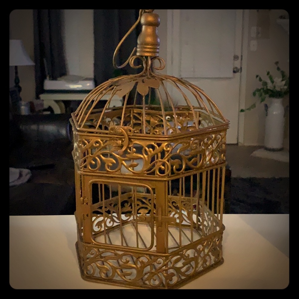 Gold tone decorative birdcage